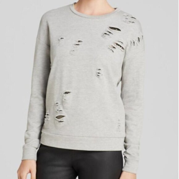 GENERATION LOVE Tyrion Ripped Chainmail Sweatshirt in Gray sz M - Picture 1 of 6